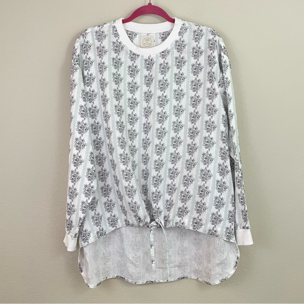 Linen Tales for Linen The Label Floral Tie-Hem Long Sleeve Top Size S/M - Picture 2 of 10